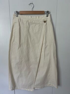 Universal Thread Cream Wrap-Front Midi Skirt